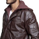 High-Street Slim Fit Biker Faux Hooded Leather Jacket