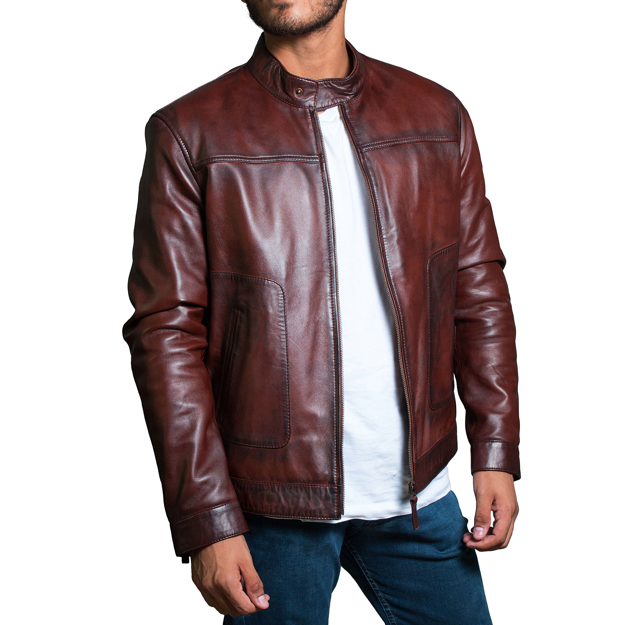 Men&#39;s Brown Slim Fit Soft-Wax Classic Leather Jacket | XtremeJackets