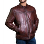 Mens Brown Slim Fit Genuine Soft Wax Classic Leather Jacket