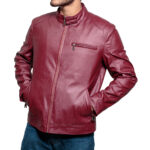 Men’s Red Faux Leather Biker Jacket