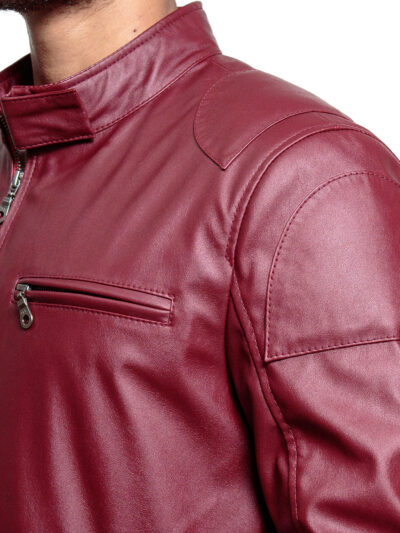 Men's-Red-Faux-Leather-Biker-Jacket