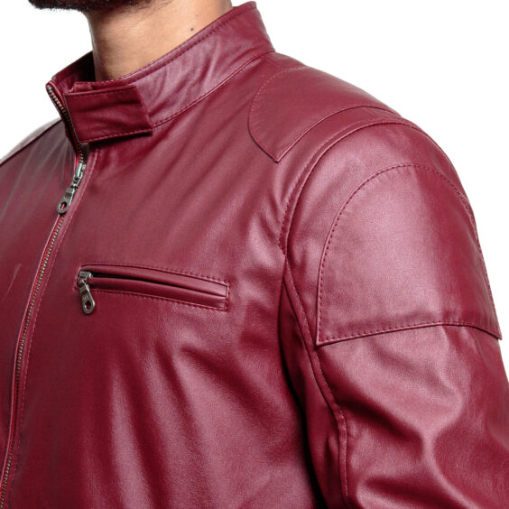 dark red faux leather jacket