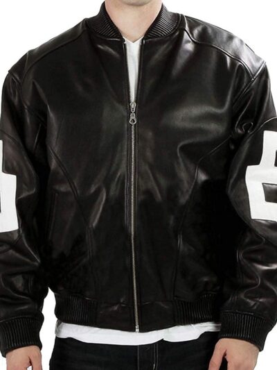8 Ball Michael Hoban Black Leather Bomber Jacket - Image 2