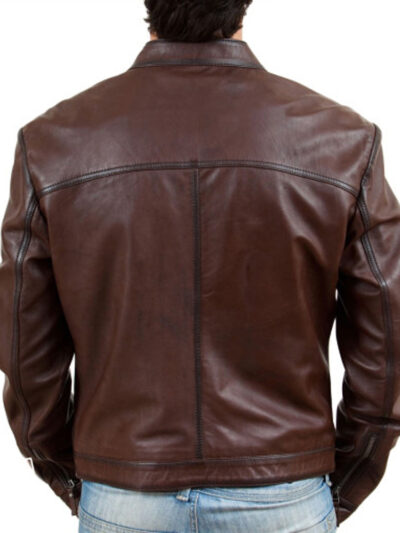 Men's-Biker-Motorcycle-Brown-Wax-Real-Leather-Jacket