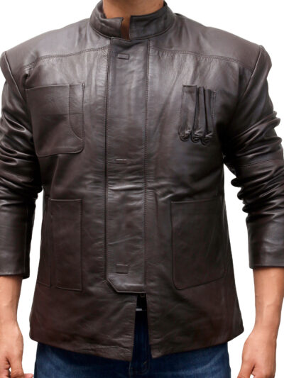 han solo leather jacket the force awakens star wars