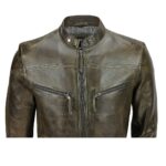 Men’s Cafe Racer Blackish Leather Jacket