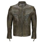 Men’s Cafe Racer Blackish Leather Jacket