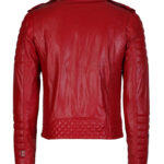 Men’s Lambskin Stylish Motorcycle Slim Fit Red Leather Jacket