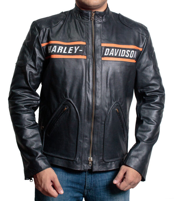Bill Goldberg Harley Davidson Black Biker Leather Jacket