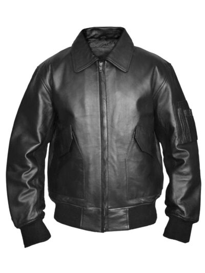 CWU 45P Flight Black Leather Bomber Jacket Mens