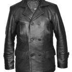 Dr Who Olive German Military Naval Pea Leather Coat