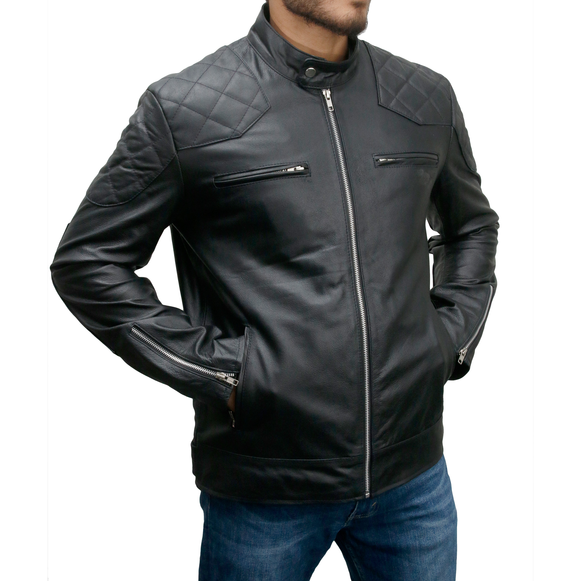 David Beckham Biker Style Leather Jacket