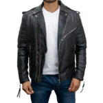 Men’s Vintage Slim Fit Biker Leather Jacket
