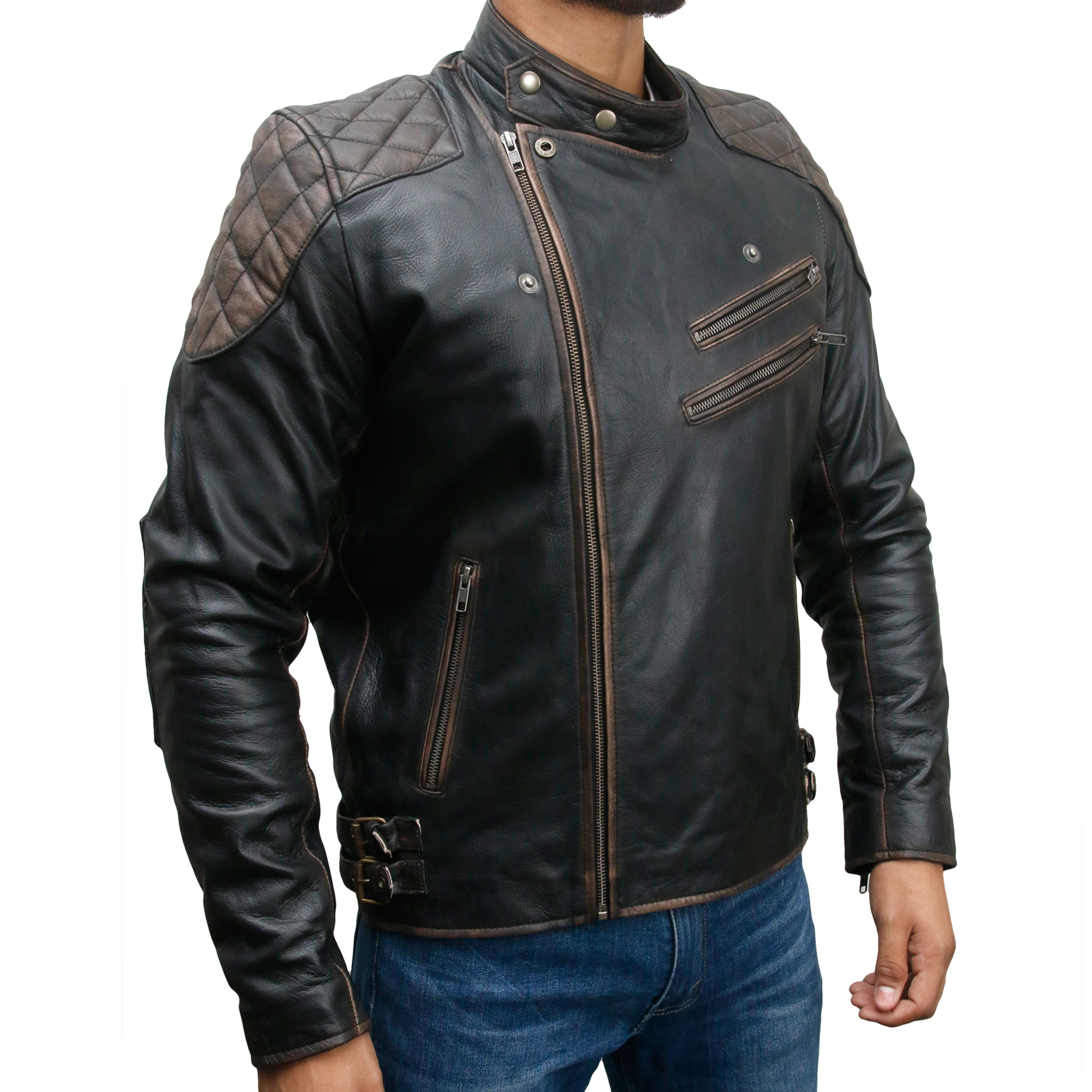 Reinforced Ride Vintage Distressed Skull Leather Jacket for Sale