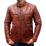 Classic Diamond Biker Style Leather Jacket