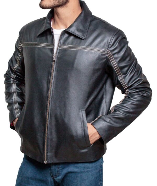 Mens LAYER CAKE Mr X Daniel Black Vintage Slim Fit Motorcycle Leather Jacket