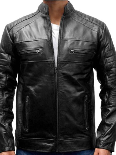Cafe Racer Vintage Distressed Brown Leather Motorcycle Jacket - Image 5