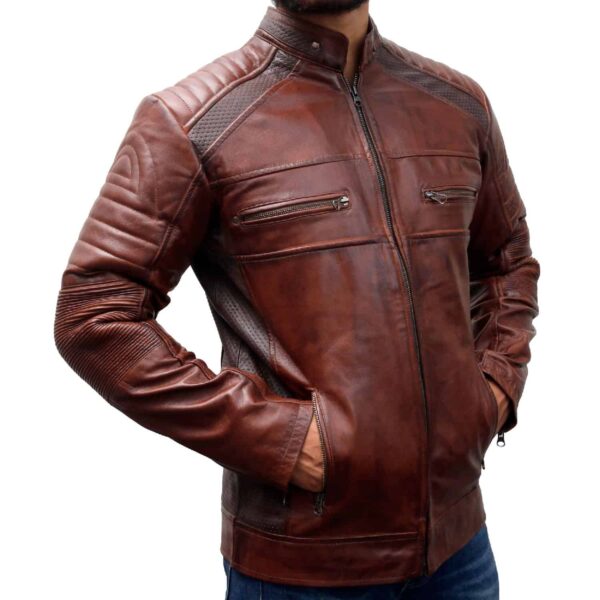 Cafe Racer Vintage Distressed Brown Leather Motorcycle Jacket