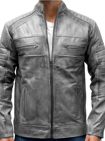 Cafe Racer Vintage Distressed Brown Leather Motorcycle Jacket - Image 6
