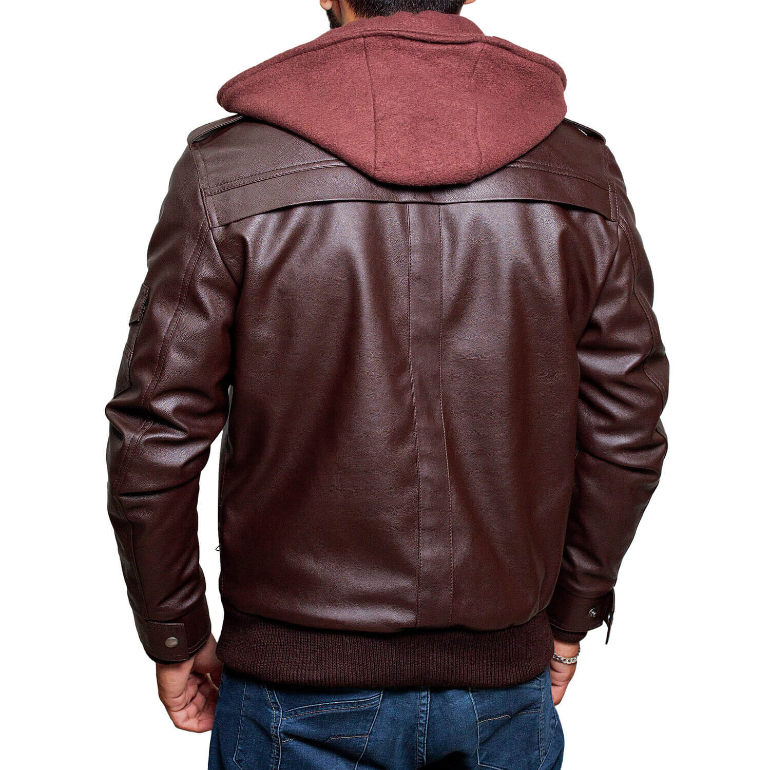 XJ Mens Brown Leather Jacket with Hood | XtremeJackets