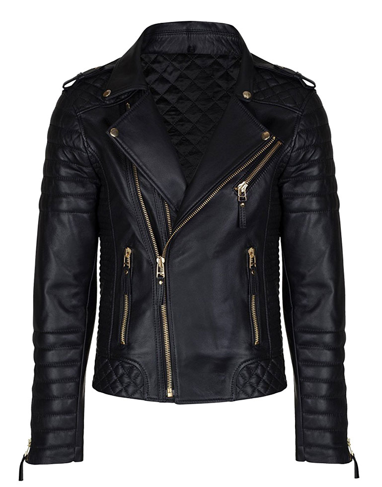 New Men's Genuine Lambskin Leather Jacket Black Slim fit Biker Motorcycle jacket 