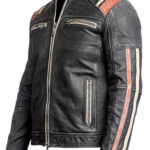 Men’s Cafe Racer Retro Moto Distressed Leather Jacket