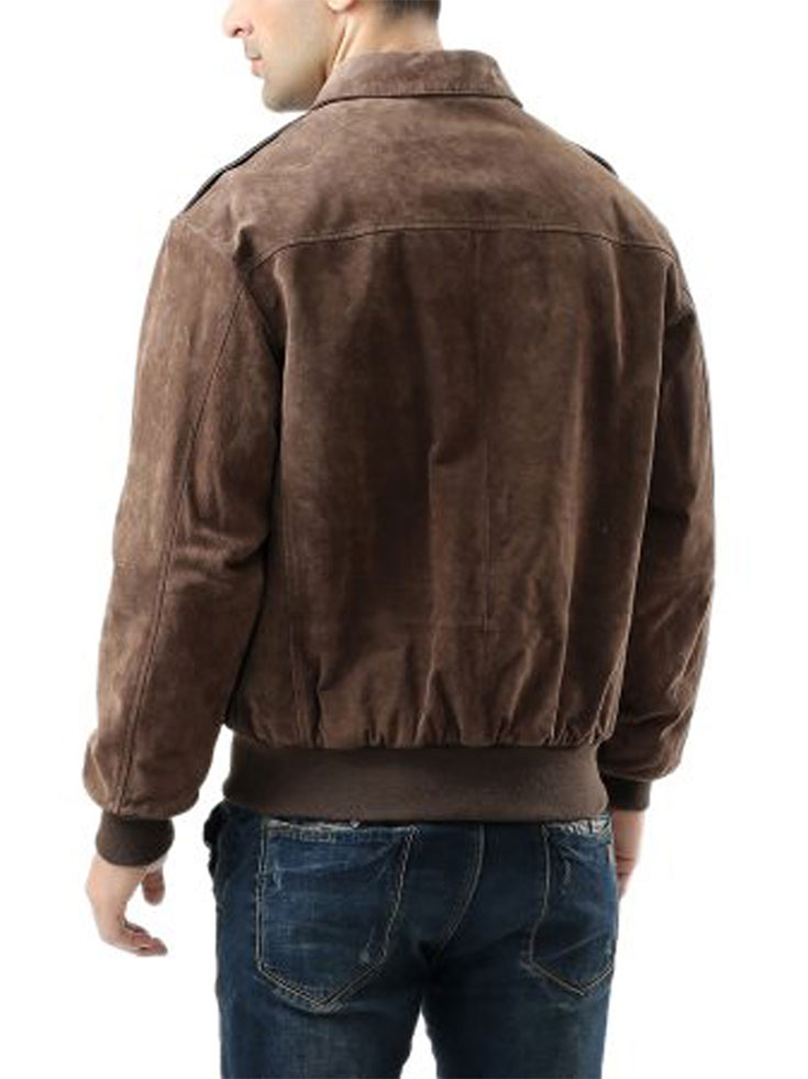 Men's USAF A2 Flight Brown Suede Leather Bomber Jacket