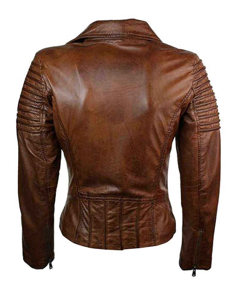 Unik Brown Leather Vest Womens Slim Fit Brown Leather Motorcycle Jacket for Sale Unik Brown Leather Vest Womens Slim Fit Brown Leather Motorcycle Jacket for Sale