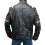 Retro Style Cafe Racer Moto Biker Distressed Leather Jacket
