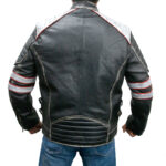 Retro Style Cafe Racer Moto Biker Distressed Leather Jacket