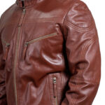 brown leather motorcycle jacket