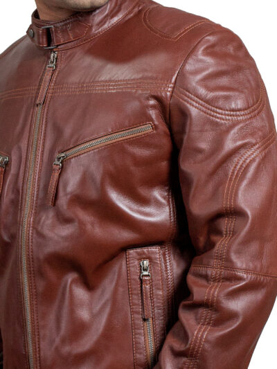brown leather motorcycle jacket