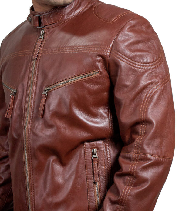 brown leather motorcycle jacket