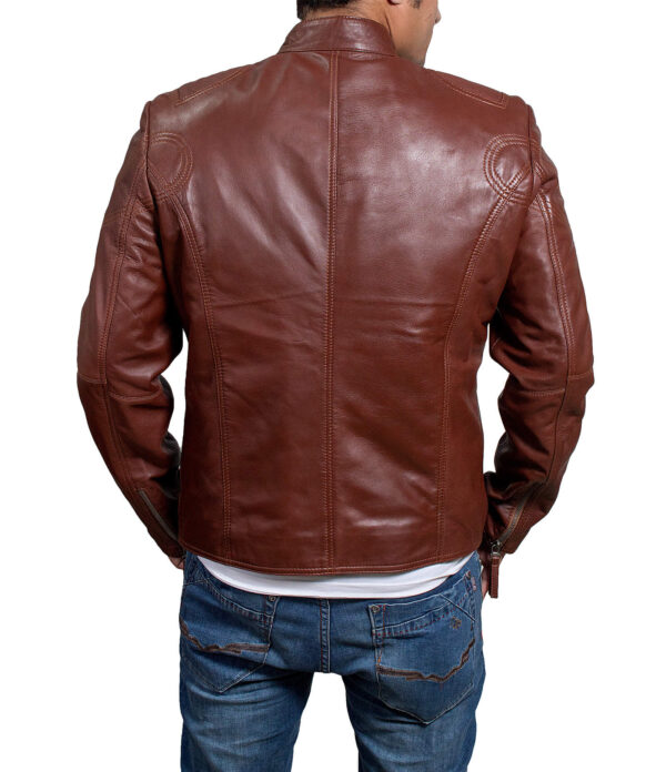 brown leather motorcycle jacket