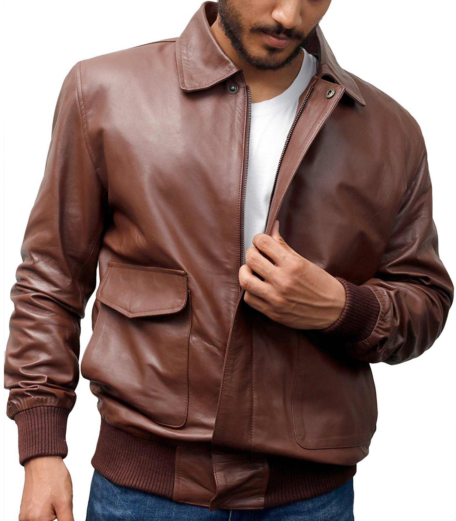 Men s A 2  Light Brown Leather Bomber  Jacket XtremeJackets