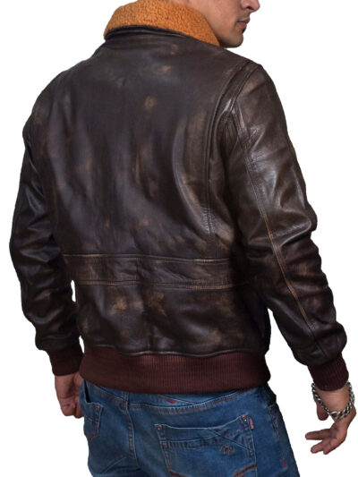 US Navy G 1 Flight Jacket - Distressed Brown Leather Bomber Jacket - Image 3