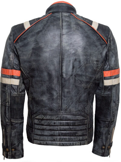 Retro 2 Cafe Racer Jacket - Distressed Leather Biker Jacket - Image 2