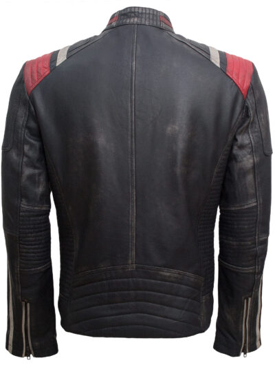 Retro 3 Cafe Racer Vintage Leather Motorcycle Jacket - Image 2