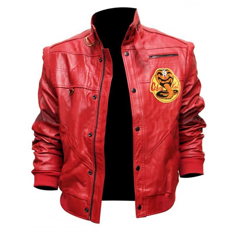 red leather bomber