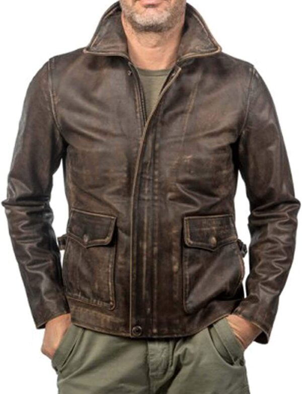 Indiana Jones Leather Jacket Distressed Brown